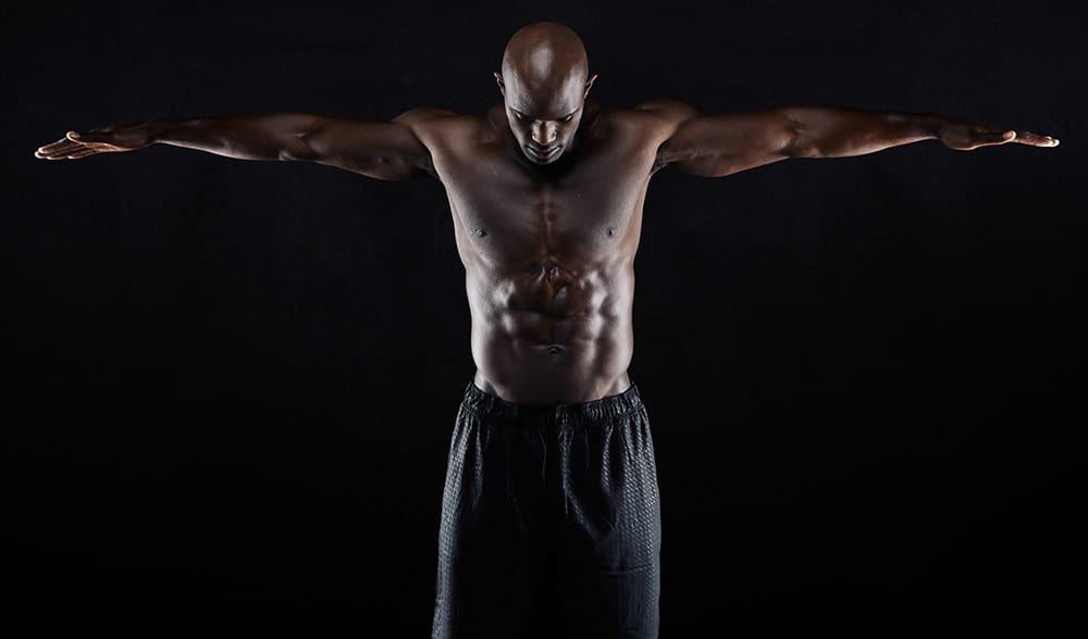 man showing wingspan